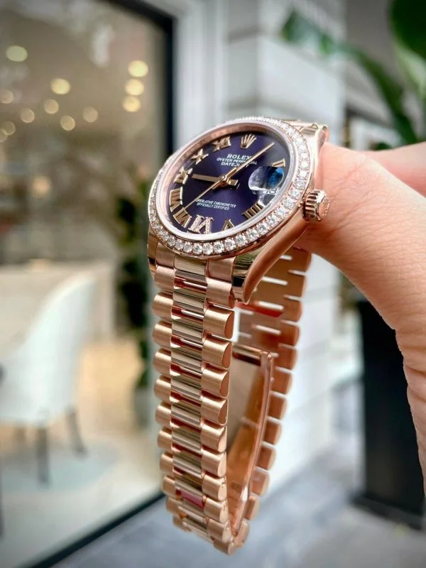 đồng hồ Rolex Datejust Lady Rose Gold Aubergine Six Dial