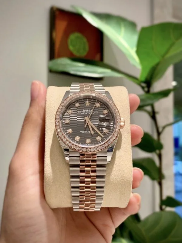 Rolex Steel and Everose Rolesor Datejust 36mm Grey Motif &ndash; 126281RBR-0029