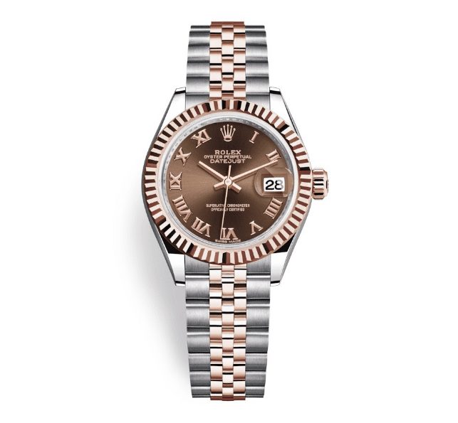 Rolex Lady-Datejust 28mm Stainless Steel and Everose Gold Chocolate 279171-0009