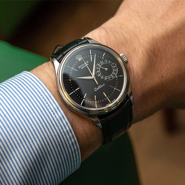 Rolex Cellini Date 39mm White Gold Black Brown 50519-0014