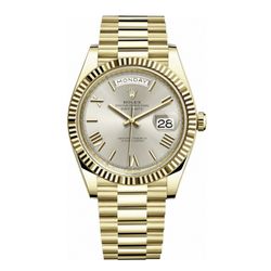 Rolex Cellini Dual Time 39mm White Gold Silver Brown Strap 50529-0009