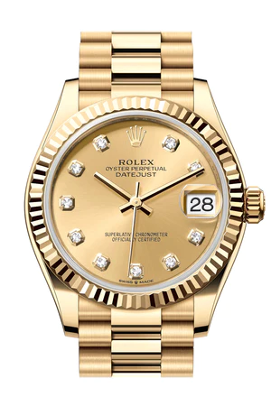 Rolex Datejust 31mm Yellow Gold Diamonds Champagne 278278-0009